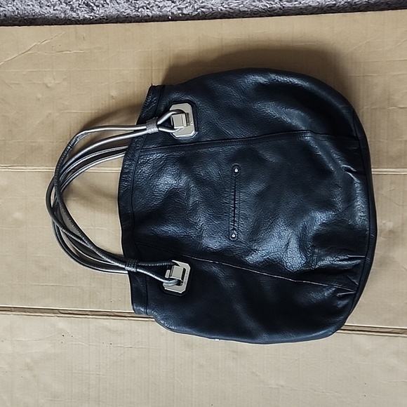 B. Makowsky black leather purse leopard lining - Picture 2 of 12